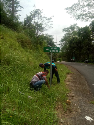 Pemasangan Rambu Penunjuk Arah Rute Armada Damri Trayek Bandara YIA-Purworejo-Borobudur