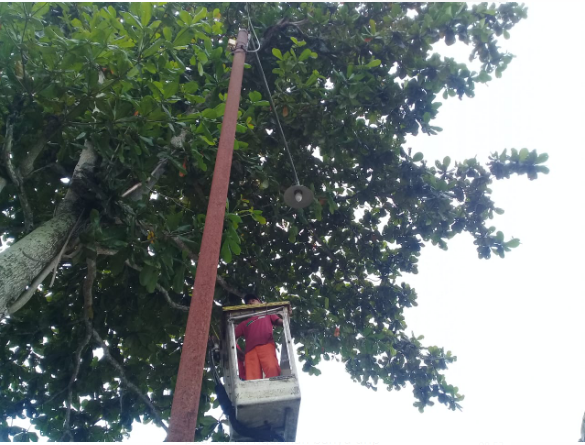 Penggantian Lampu hpl 250 di Candi Ngasinan Banyu Urip