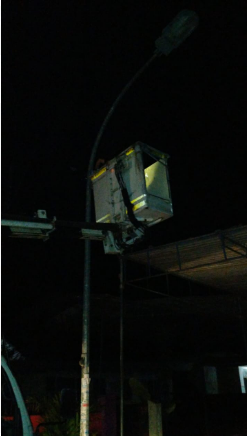 Perbaikan Lampu PJU di Jalan Wijoyo Kusumo